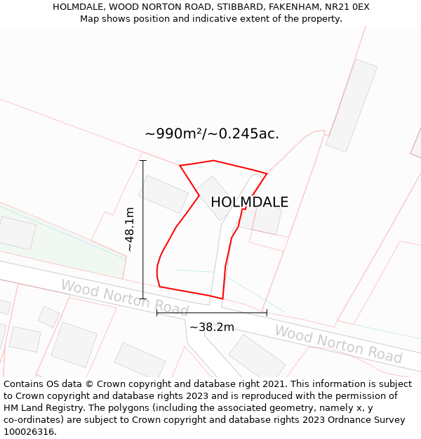 HOLMDALE, WOOD NORTON ROAD, STIBBARD, FAKENHAM, NR21 0EX: Plot and title map