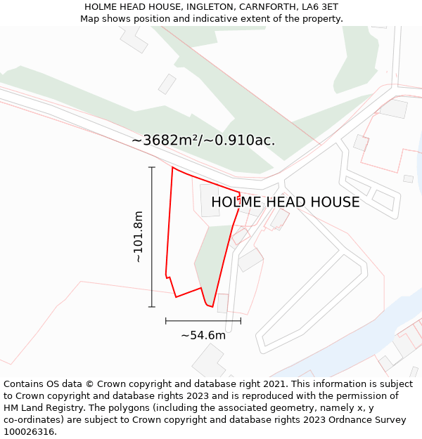 HOLME HEAD HOUSE, INGLETON, CARNFORTH, LA6 3ET: Plot and title map