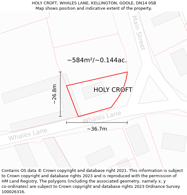 HOLY CROFT, WHALES LANE, KELLINGTON, GOOLE, DN14 0SB: Plot and title map