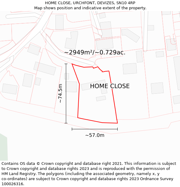 HOME CLOSE, URCHFONT, DEVIZES, SN10 4RP: Plot and title map