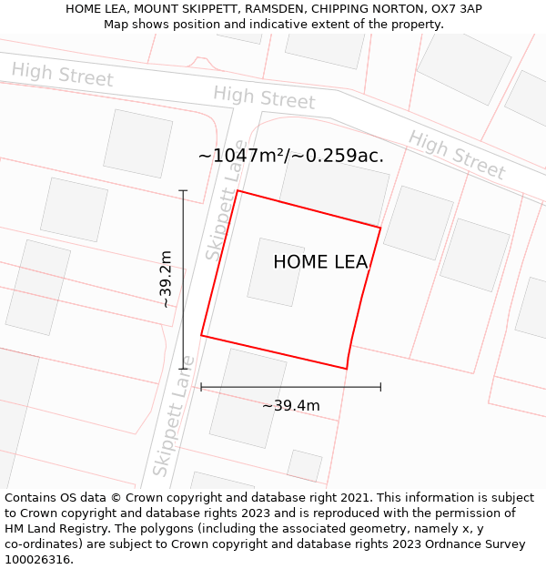 HOME LEA, MOUNT SKIPPETT, RAMSDEN, CHIPPING NORTON, OX7 3AP: Plot and title map