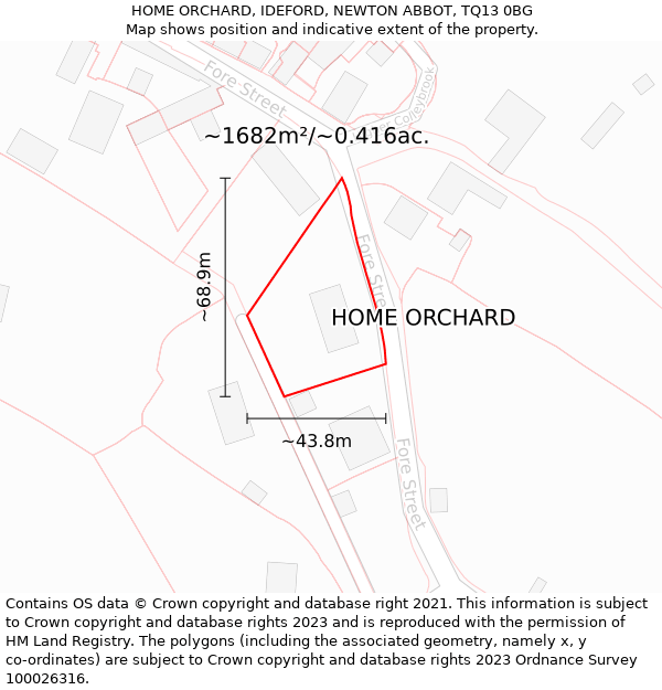 HOME ORCHARD, IDEFORD, NEWTON ABBOT, TQ13 0BG: Plot and title map