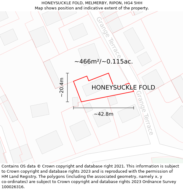 HONEYSUCKLE FOLD, MELMERBY, RIPON, HG4 5HH: Plot and title map