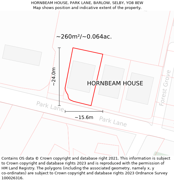 HORNBEAM HOUSE, PARK LANE, BARLOW, SELBY, YO8 8EW: Plot and title map