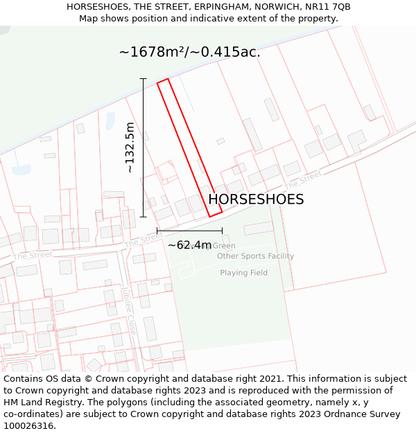 HORSESHOES, THE STREET, ERPINGHAM, NORWICH, NR11 7QB: Plot and title map