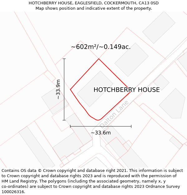 HOTCHBERRY HOUSE, EAGLESFIELD, COCKERMOUTH, CA13 0SD: Plot and title map