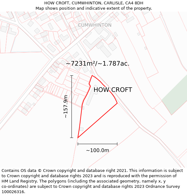 HOW CROFT, CUMWHINTON, CARLISLE, CA4 8DH: Plot and title map