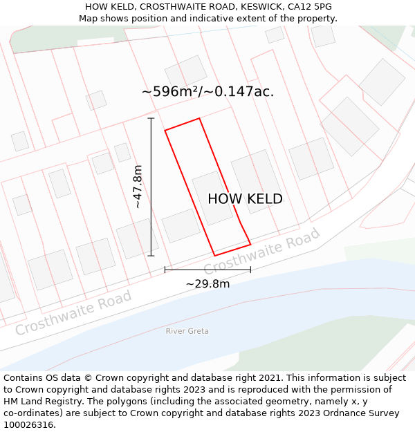 HOW KELD, CROSTHWAITE ROAD, KESWICK, CA12 5PG: Plot and title map