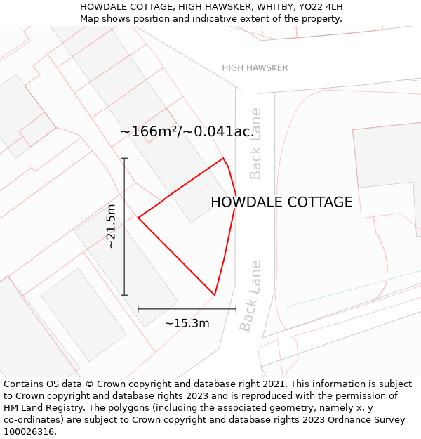 HOWDALE COTTAGE, HIGH HAWSKER, WHITBY, YO22 4LH: Plot and title map