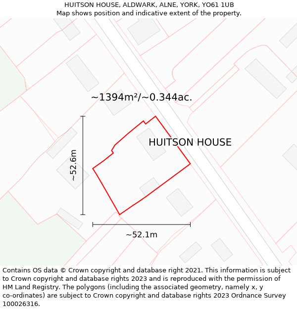 HUITSON HOUSE, ALDWARK, ALNE, YORK, YO61 1UB: Plot and title map