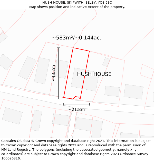 HUSH HOUSE, SKIPWITH, SELBY, YO8 5SQ: Plot and title map