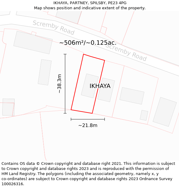 IKHAYA, PARTNEY, SPILSBY, PE23 4PG: Plot and title map