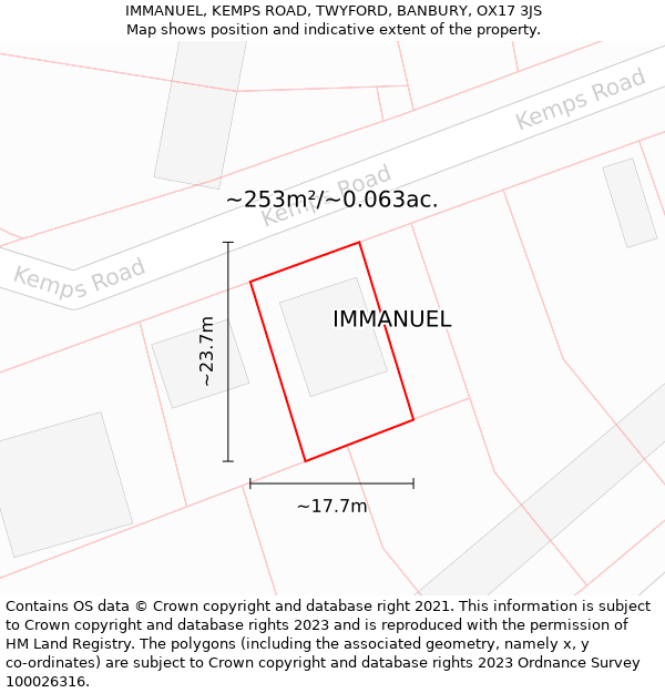 IMMANUEL, KEMPS ROAD, TWYFORD, BANBURY, OX17 3JS: Plot and title map