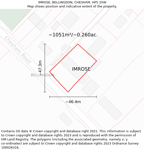 IMROSE, BELLINGDON, CHESHAM, HP5 2XW: Plot and title map