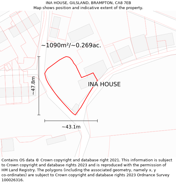 INA HOUSE, GILSLAND, BRAMPTON, CA8 7EB: Plot and title map
