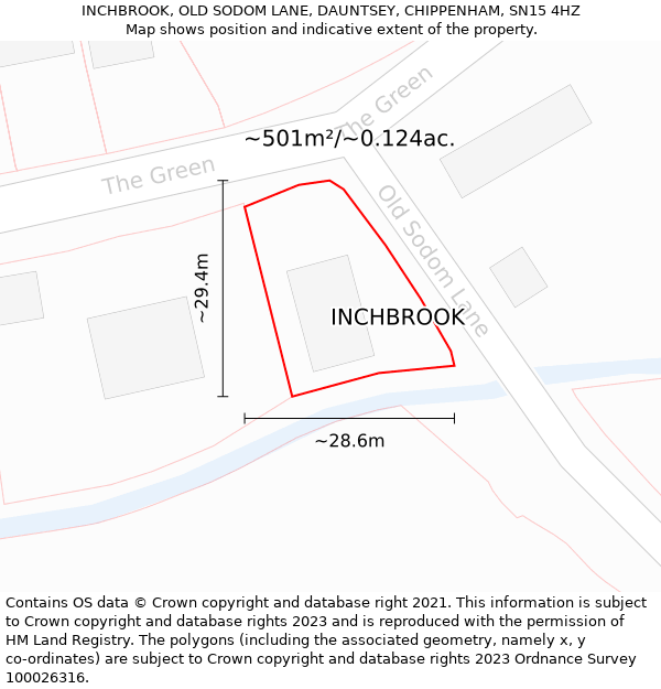 INCHBROOK, OLD SODOM LANE, DAUNTSEY, CHIPPENHAM, SN15 4HZ: Plot and title map