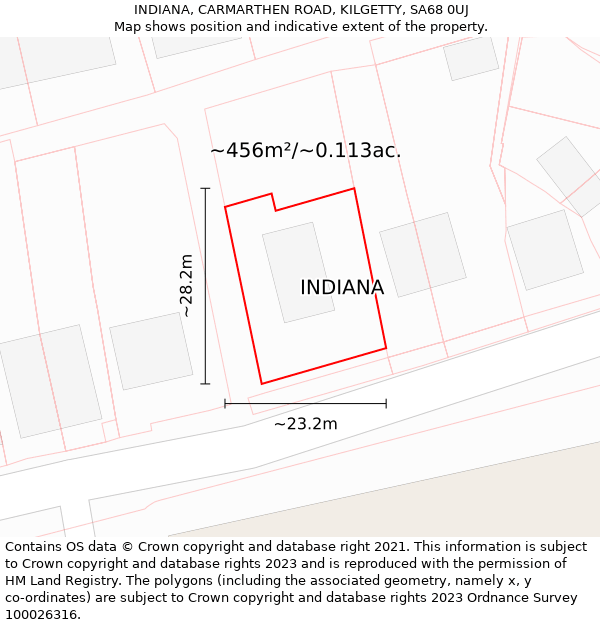 INDIANA, CARMARTHEN ROAD, KILGETTY, SA68 0UJ: Plot and title map