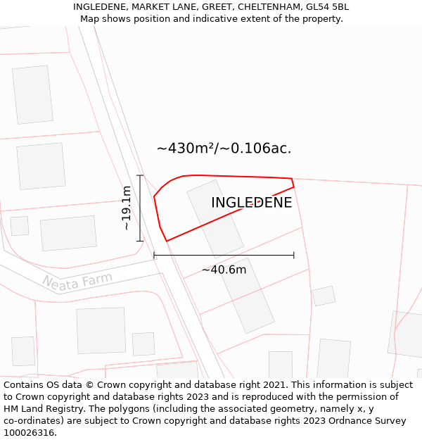 INGLEDENE, MARKET LANE, GREET, CHELTENHAM, GL54 5BL: Plot and title map