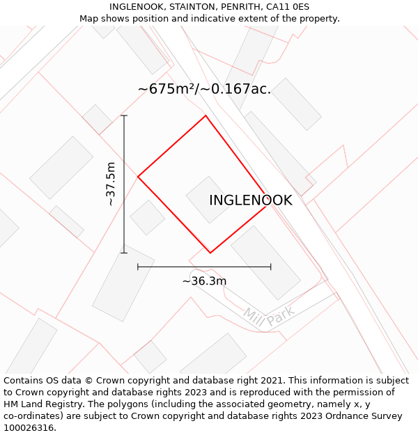 INGLENOOK, STAINTON, PENRITH, CA11 0ES: Plot and title map