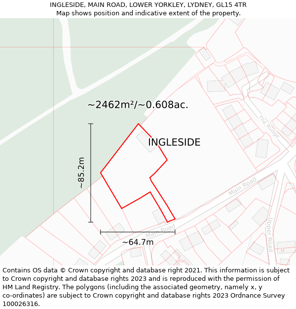 INGLESIDE, MAIN ROAD, LOWER YORKLEY, LYDNEY, GL15 4TR: Plot and title map