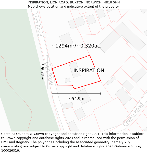 INSPIRATION, LION ROAD, BUXTON, NORWICH, NR10 5HH: Plot and title map