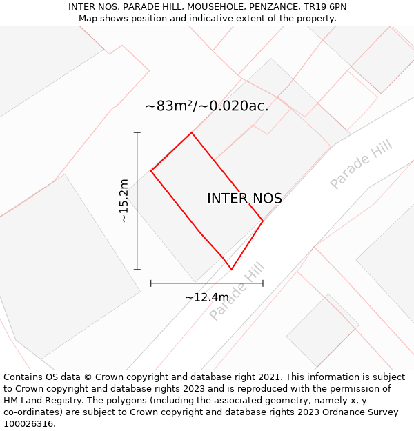 INTER NOS, PARADE HILL, MOUSEHOLE, PENZANCE, TR19 6PN: Plot and title map