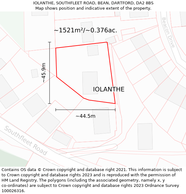 IOLANTHE, SOUTHFLEET ROAD, BEAN, DARTFORD, DA2 8BS: Plot and title map