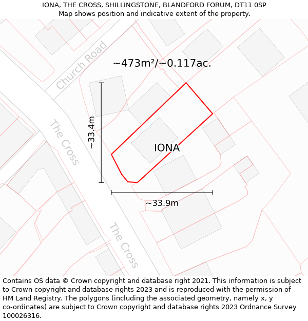 IONA, THE CROSS, SHILLINGSTONE, BLANDFORD FORUM, DT11 0SP: Plot and title map