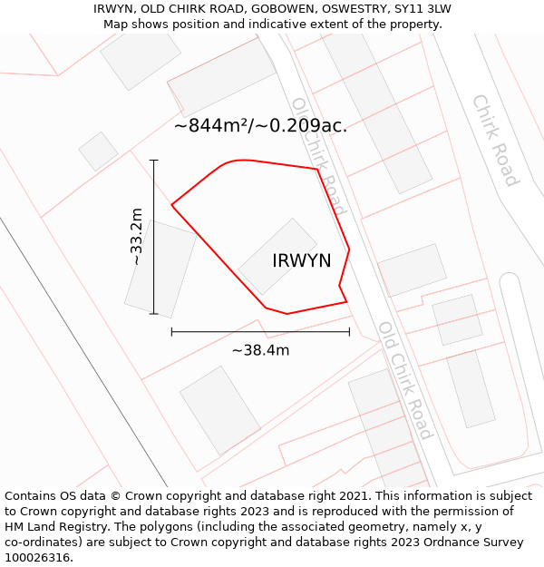 IRWYN, OLD CHIRK ROAD, GOBOWEN, OSWESTRY, SY11 3LW: Plot and title map