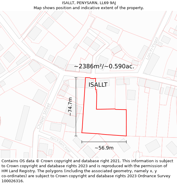 ISALLT, PENYSARN, LL69 9AJ: Plot and title map