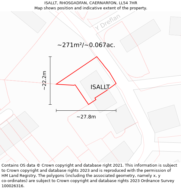 ISALLT, RHOSGADFAN, CAERNARFON, LL54 7HR: Plot and title map