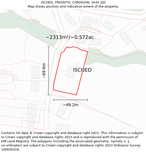 ISCOED, TRESAITH, CARDIGAN, SA43 2JG: Plot and title map