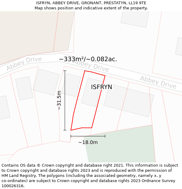 ISFRYN, ABBEY DRIVE, GRONANT, PRESTATYN, LL19 9TE: Plot and title map