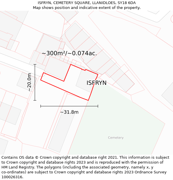 ISFRYN, CEMETERY SQUARE, LLANIDLOES, SY18 6DA: Plot and title map