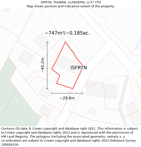 ISFRYN, TALWRN, LLANGEFNI, LL77 7TD: Plot and title map