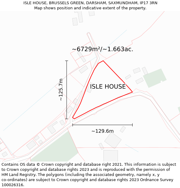 ISLE HOUSE, BRUSSELS GREEN, DARSHAM, SAXMUNDHAM, IP17 3RN: Plot and title map