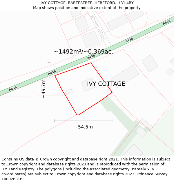 IVY COTTAGE, BARTESTREE, HEREFORD, HR1 4BY: Plot and title map