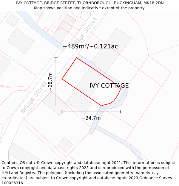 IVY COTTAGE, BRIDGE STREET, THORNBOROUGH, BUCKINGHAM, MK18 2DN: Plot and title map