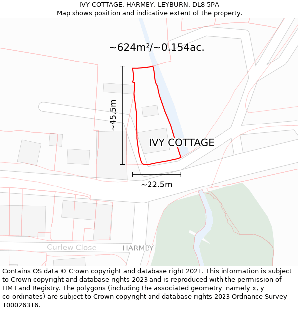 IVY COTTAGE, HARMBY, LEYBURN, DL8 5PA: Plot and title map