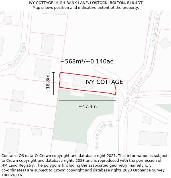 IVY COTTAGE, HIGH BANK LANE, LOSTOCK, BOLTON, BL6 4DT: Plot and title map