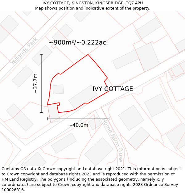 IVY COTTAGE, KINGSTON, KINGSBRIDGE, TQ7 4PU: Plot and title map