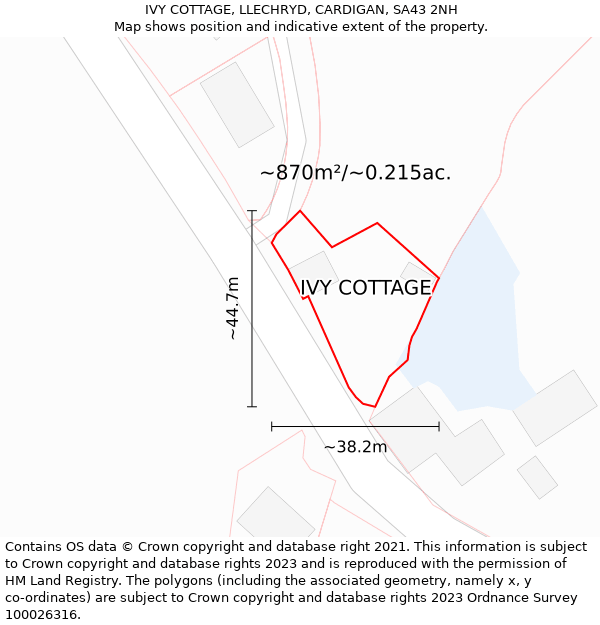 IVY COTTAGE, LLECHRYD, CARDIGAN, SA43 2NH: Plot and title map