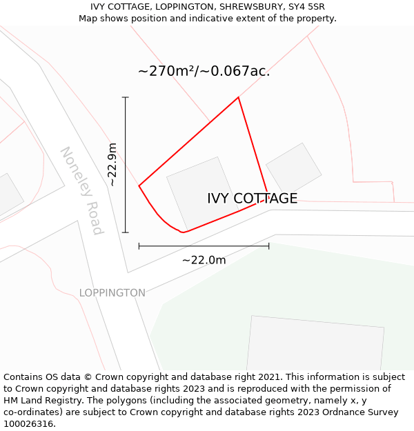 IVY COTTAGE, LOPPINGTON, SHREWSBURY, SY4 5SR: Plot and title map