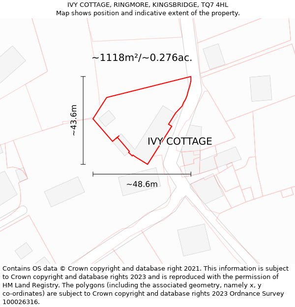 IVY COTTAGE, RINGMORE, KINGSBRIDGE, TQ7 4HL: Plot and title map