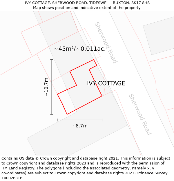 IVY COTTAGE, SHERWOOD ROAD, TIDESWELL, BUXTON, SK17 8HS: Plot and title map