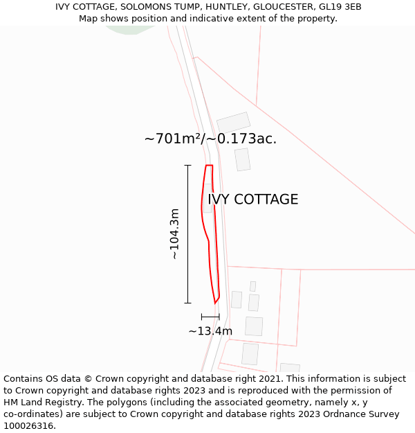 IVY COTTAGE, SOLOMONS TUMP, HUNTLEY, GLOUCESTER, GL19 3EB: Plot and title map