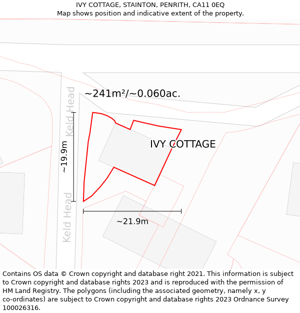 IVY COTTAGE, STAINTON, PENRITH, CA11 0EQ: Plot and title map