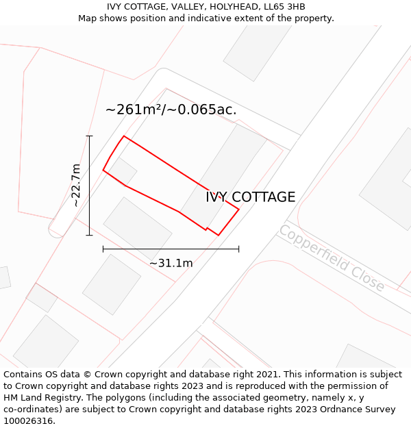 IVY COTTAGE, VALLEY, HOLYHEAD, LL65 3HB: Plot and title map