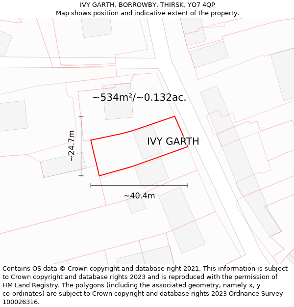 IVY GARTH, BORROWBY, THIRSK, YO7 4QP: Plot and title map