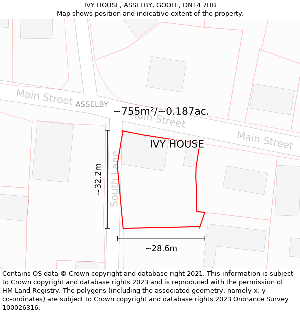 IVY HOUSE, ASSELBY, GOOLE, DN14 7HB: Plot and title map